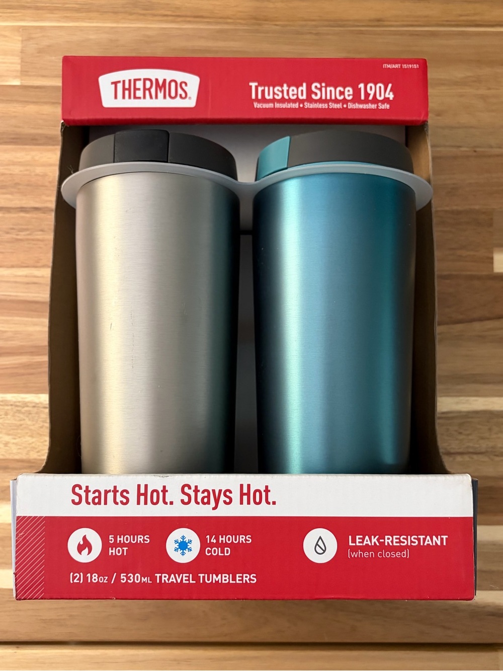 NWT: 2-pack 18oz Thermos travel tumblers mugs
